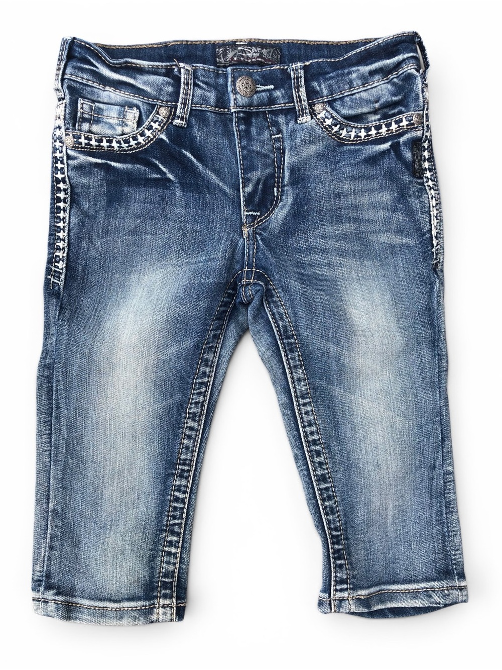 Silver Jeans Girl’s Ali Capris (Size 6) Decorative Stitching